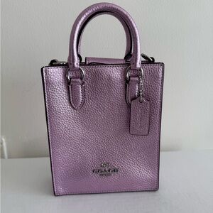 Coach Metallic Purple lilac mini Tote Bag purse NO STRAP